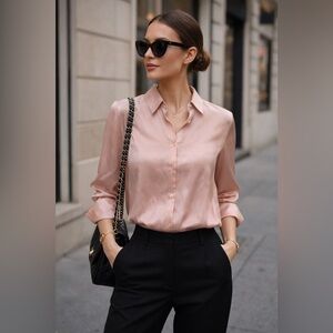 Casual Conner  Pink Silk Blouse